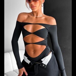 White Fox Just The Intro Bodysuit Black